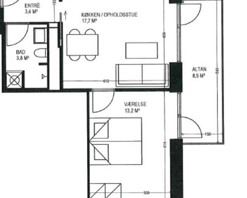 2 værelses lejlighed i Århus C