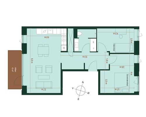 Nyere lys lejlighed, med altan, i populært område