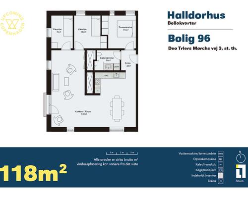 4 værelses lejlighed i København S