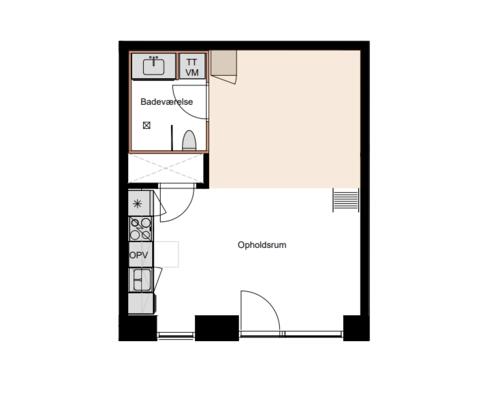 Lys lejlighed med egen terrasse, beliggende ved fjord og natur