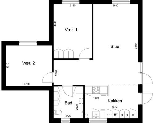 3 værelses hus i Glesborg