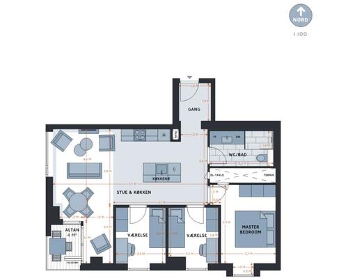 Eksklusiv 4-værelses lejlighed på 32. sal med unik udsigt over København