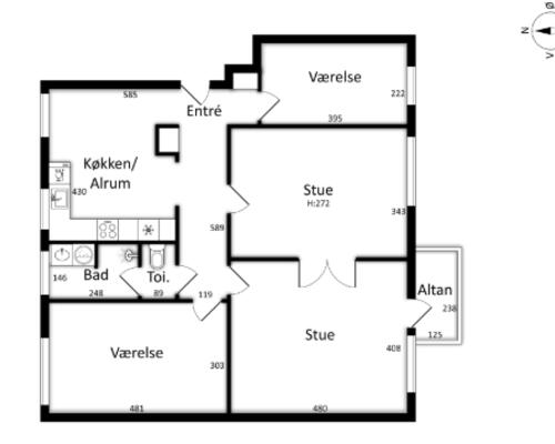 4 værelses lejlighed i Frederiksberg