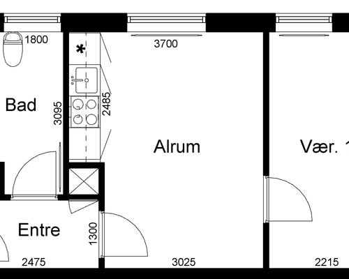 2 værelses lejlighed i Viborg