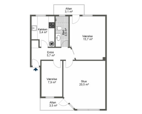 3 værelses lejlighed i Odense C