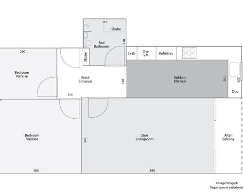 3 værelses lejlighed i København S