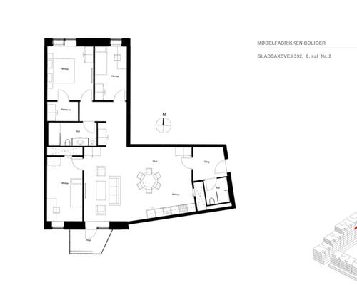 Rummelig og lys 4-værelses lejlighed med altan i et moderne byggeri i Søborg