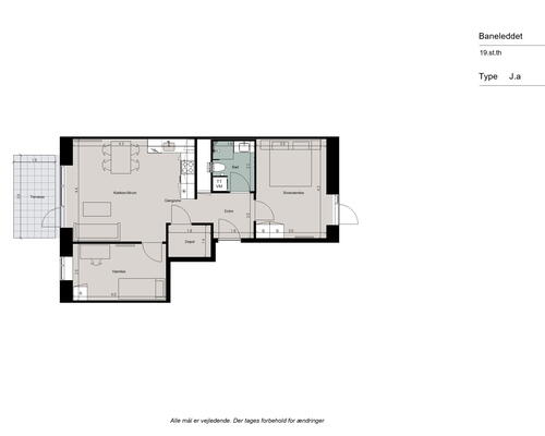 Moderne 3-værelses bolig med god terrasse ud til gården!