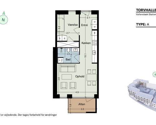 Rummelig og lys 2-værelses lejlighed med egen altan og unikke fællesfaciliteter.