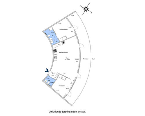 3 værelses lejlighed i København S