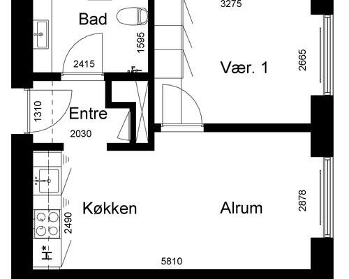 Velindrettet og lys 2-værelses studiebolig i Aalborg Øst