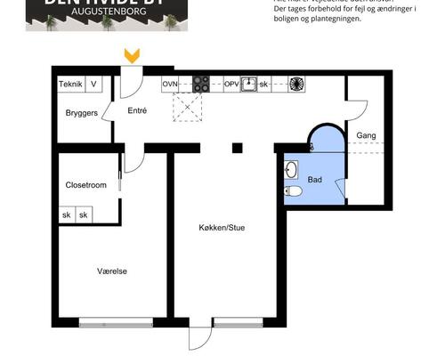 2 værelses lejlighed i Augustenborg