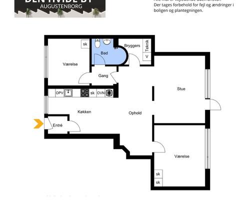 3 værelses lejlighed i Augustenborg