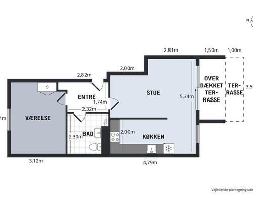 2 værelses lejlighed i Roskilde