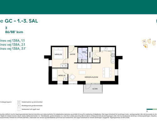 3 værelses lejlighed i Birkerød