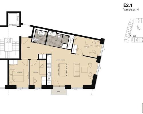 4 værelses lejlighed i København SV