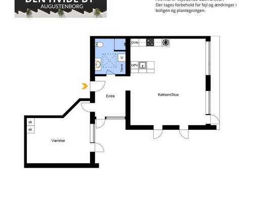 2 værelses lejlighed i Augustenborg