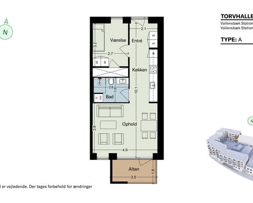2-værelses lejlighed på 76 m2 med egen altan, god planløsning og flot udsigt!