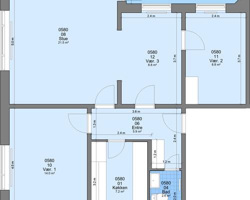 4 værelses lejlighed i Randers