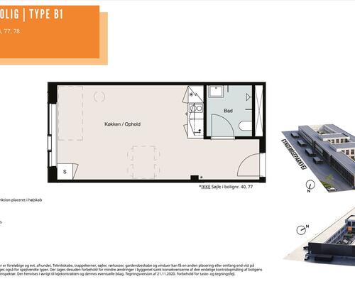 1 værelses lejlighed i Søborg