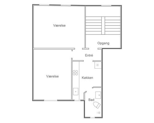 Flot delevenlig 2-værelses lejlighed