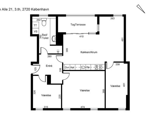 4 værelses lejlighed i Vanløse