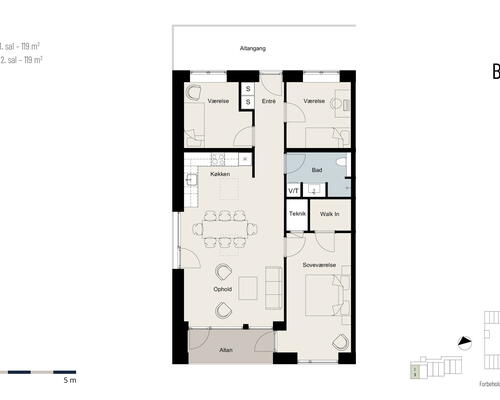 Lys og rummelig fireværelses lejlighed i Bygården, Tingbjerg