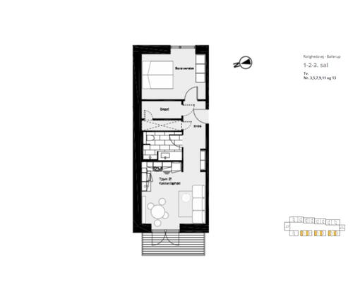 Rummelig 2-værelses lejlighed i smukke omgivelser i Ballerup