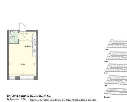 Rummeligt studio et stenkast fra Amagerbro
