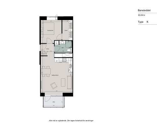 Rummelig 2-værelses lejlighed med godt lys indfald!