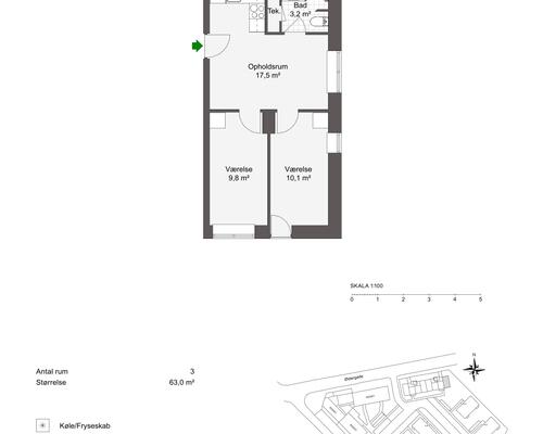 3 værelses lejlighed i Odense C