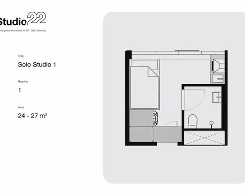 1 værelses lejlighed i Brøndby
