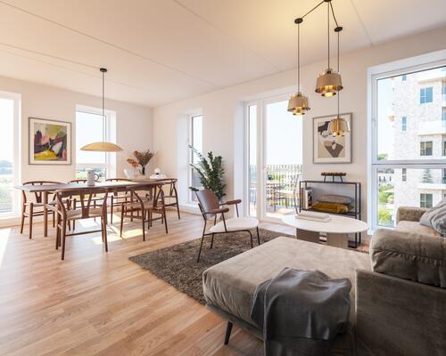 Stor 4-værelses stuelejlighed med to terrasser