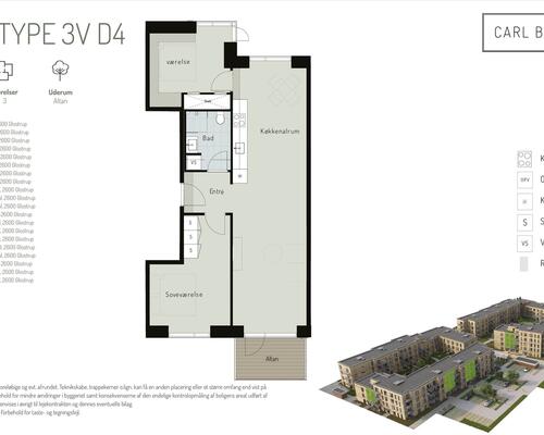 3 værelses lejlighed i Glostrup