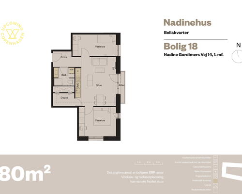 3 værelses lejlighed i København S