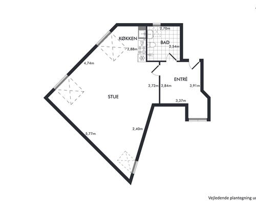 1 værelses lejlighed i Odense C