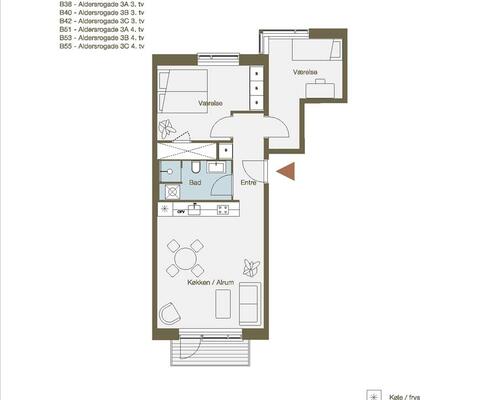 3 værelses lejlighed i København Ø