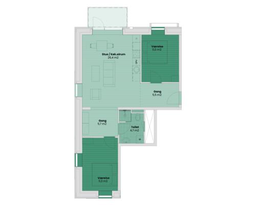 3 værelses lejlighed i Viborg