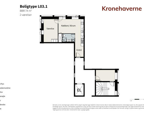 2 værelses lejlighed i København S