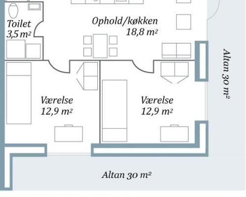 3 værelses lejlighed i Århus C