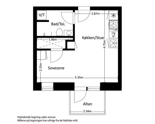 1 værelses lejlighed i Viby J