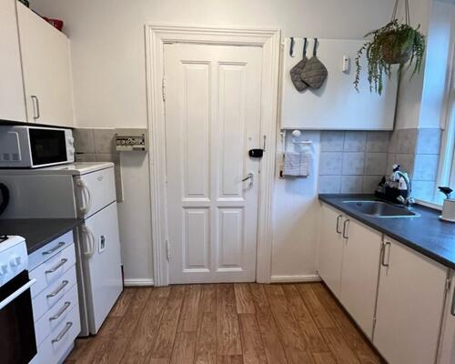 Hyggelig 2-værelses lejlighed med New Yorker-væg