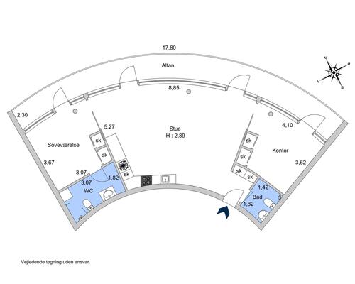 3 værelses lejlighed i København S