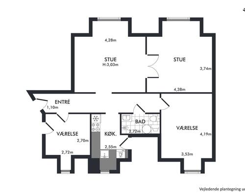 Flot 4-værelses lejlighed
