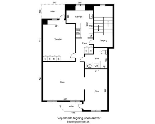 Stor 3-værelses med altan