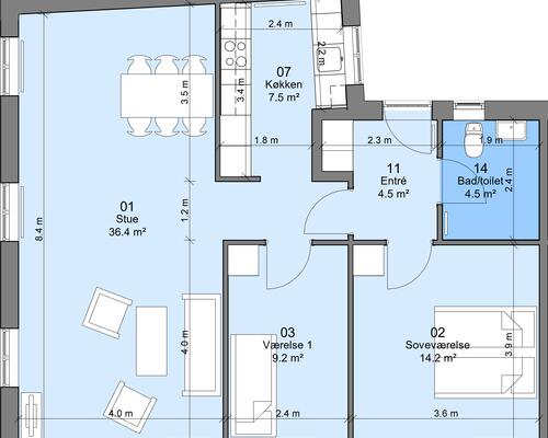 3 værelses lejlighed i Assens