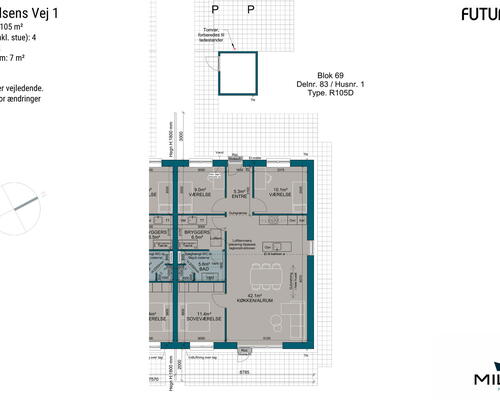 4 værelses hus i Give