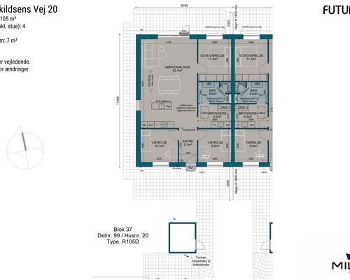 4 værelses hus i Give