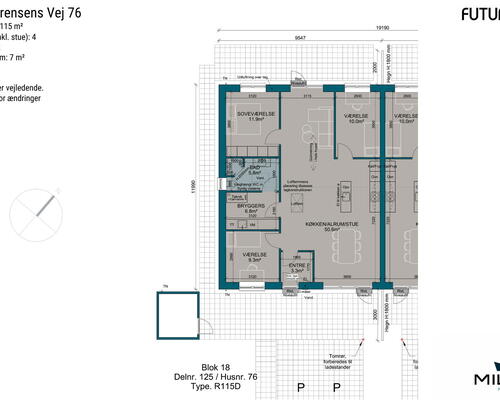 4 værelses hus i Give