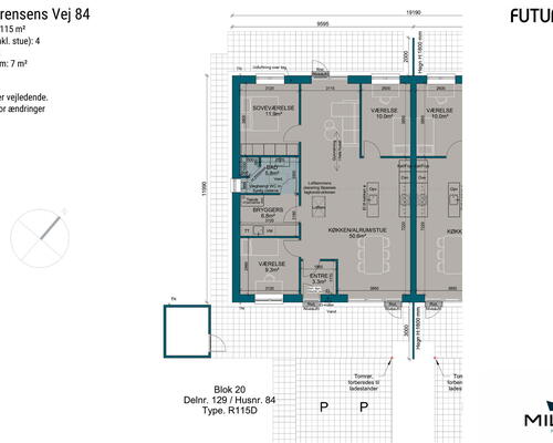 4 værelses hus i Give